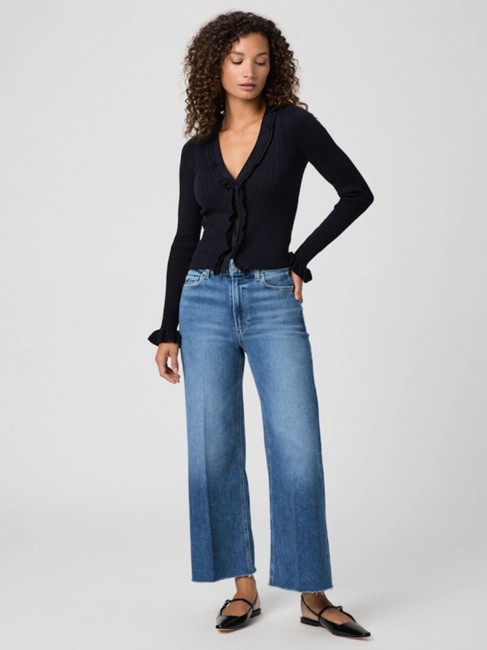Paige- Anessa Cropped Wide Leg Jean - Size 26
